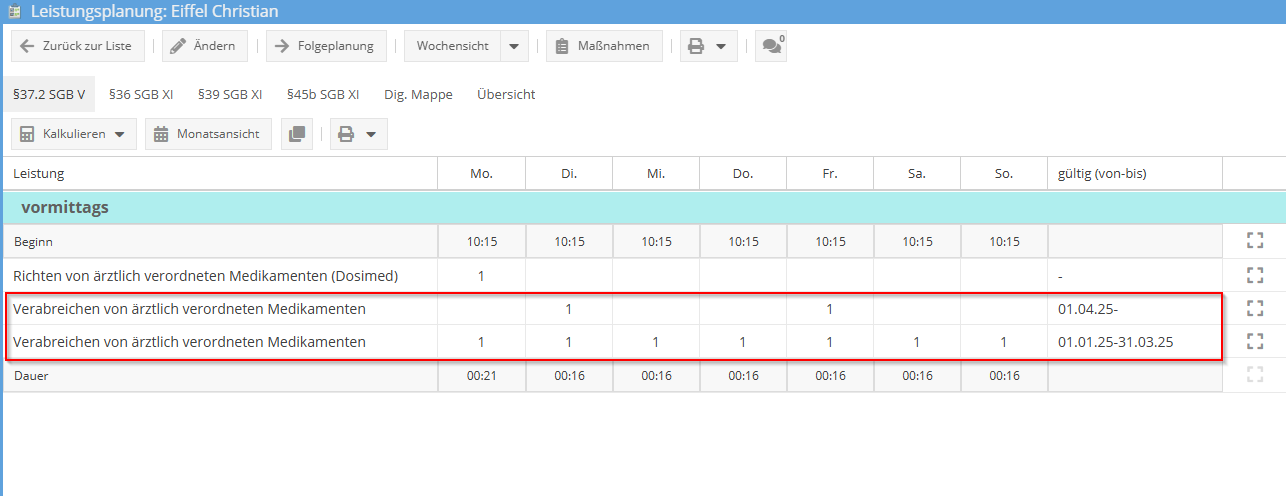 Gleiche Leistungen in einem Besuch