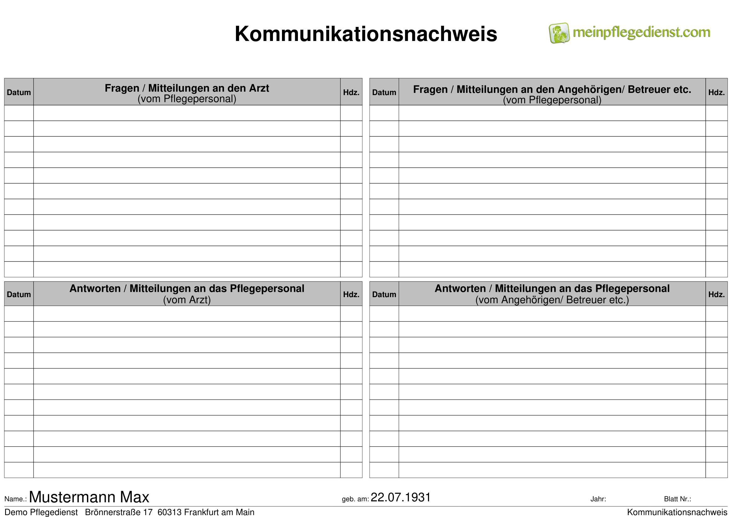 Kommunikationsnachweis 