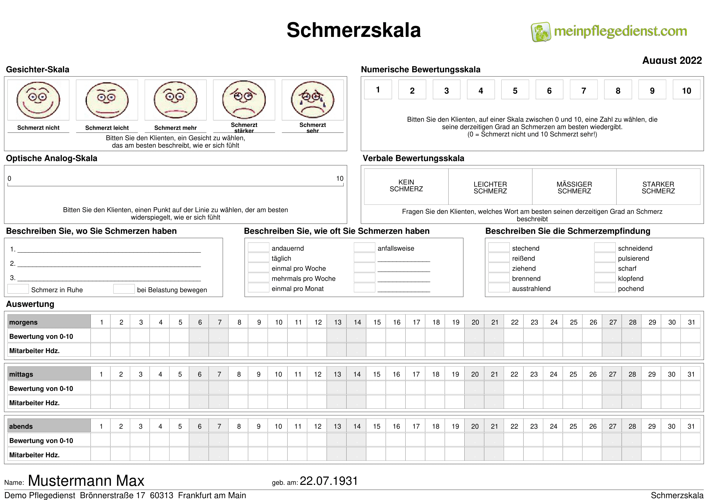 Schmerzskala