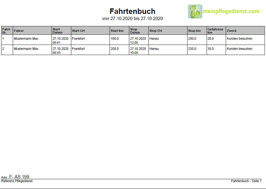 Fahrtenbuch drucken