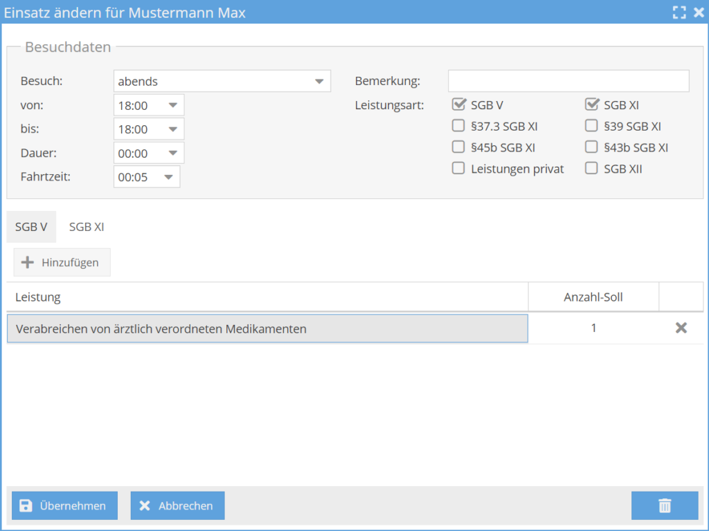 Tourenplan Einsatz