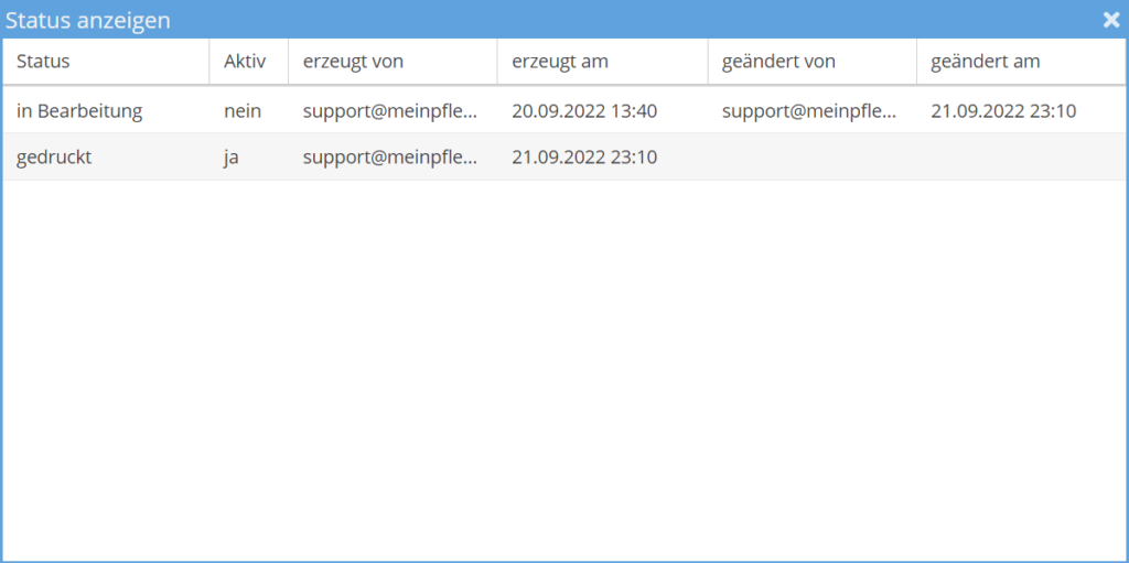 Rechnung Status