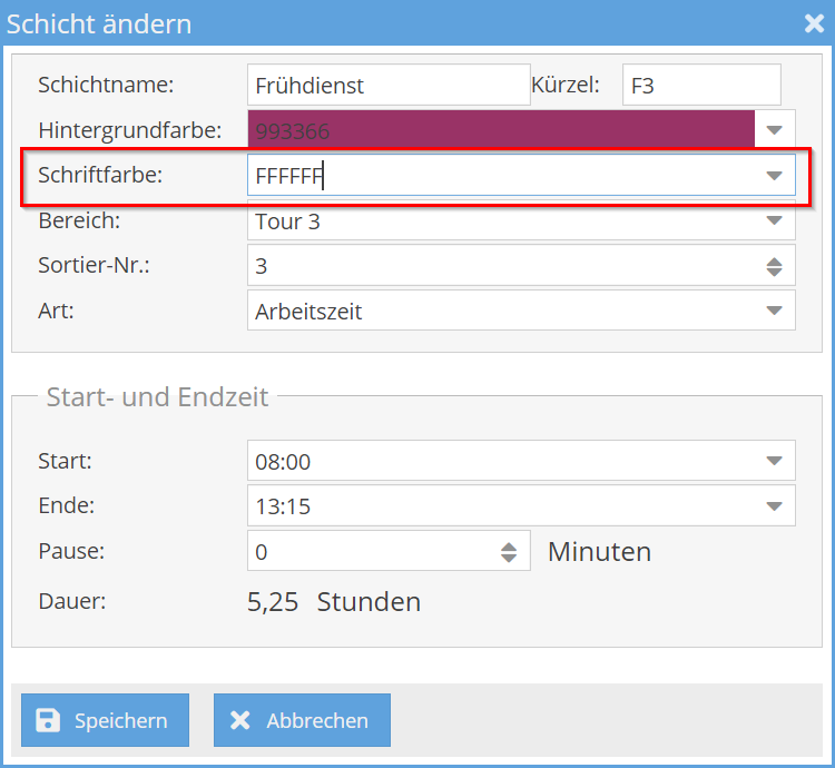 Schichtfarbe