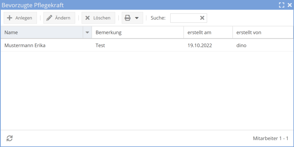 Bevorzugte Pflegekraft