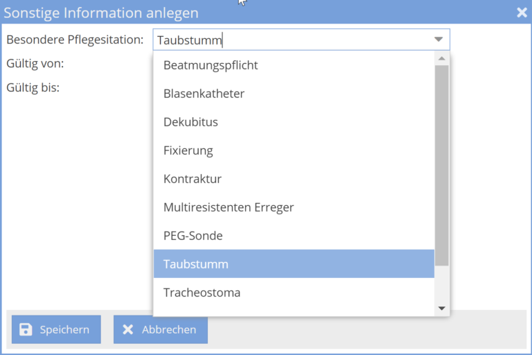 Besondere Pflegesituation