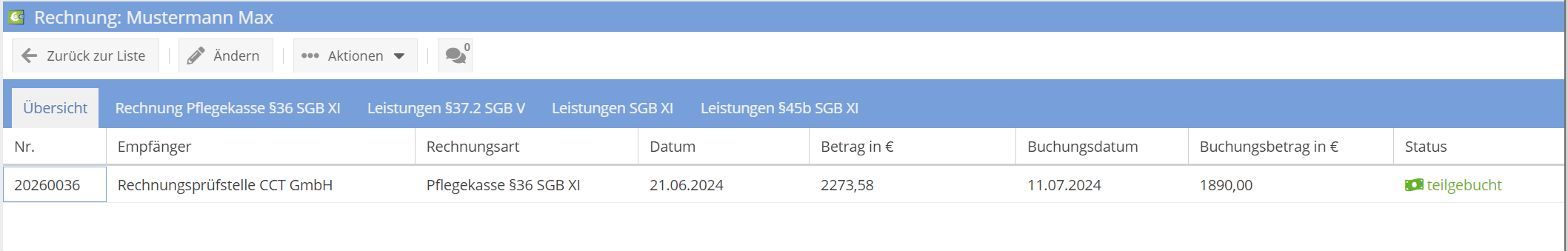 Teilbuchung Teilbuchung