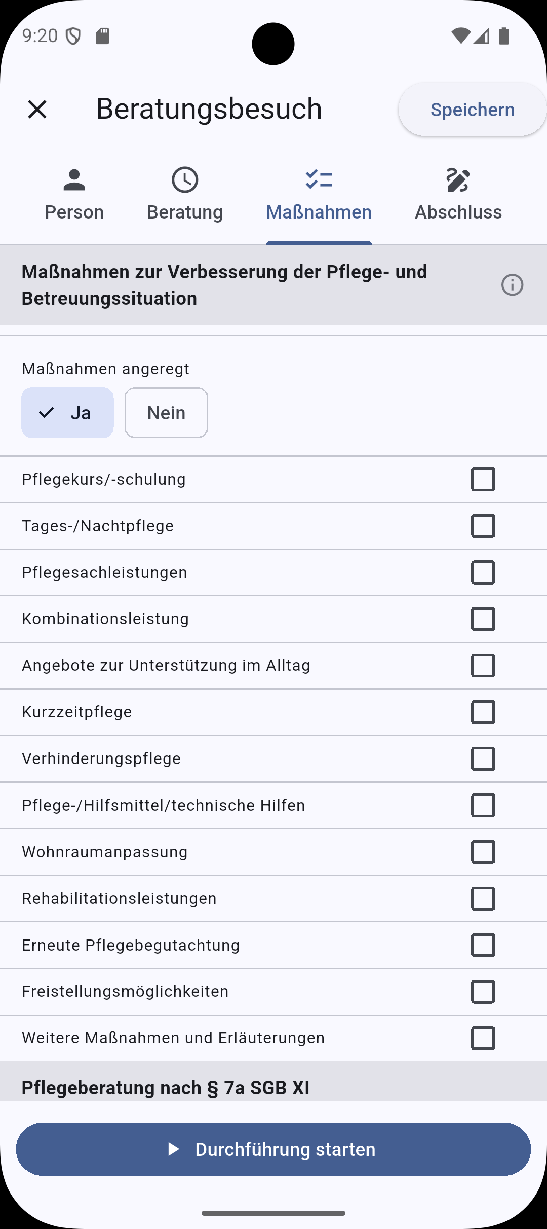 Beratungsbesuch App Bearbeitung