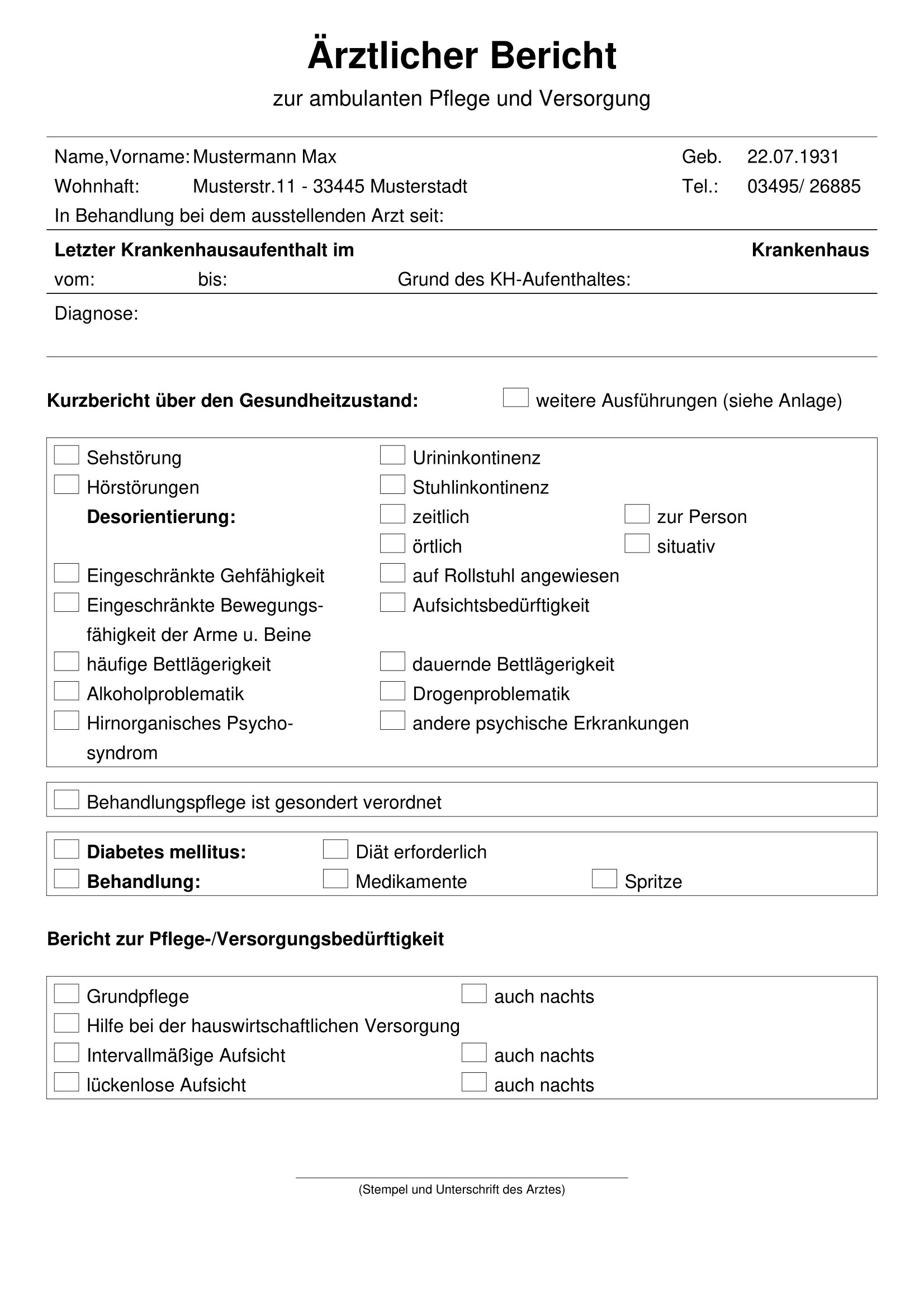 Ärztlicher Bericht 