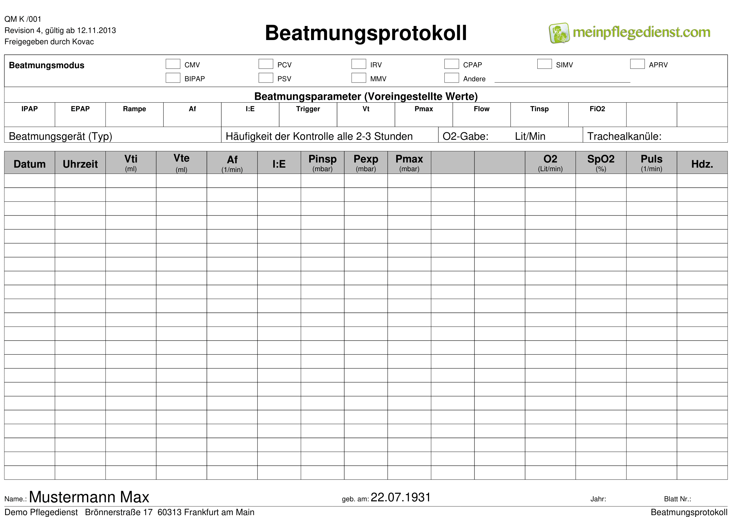 Beatmungsprotokoll 