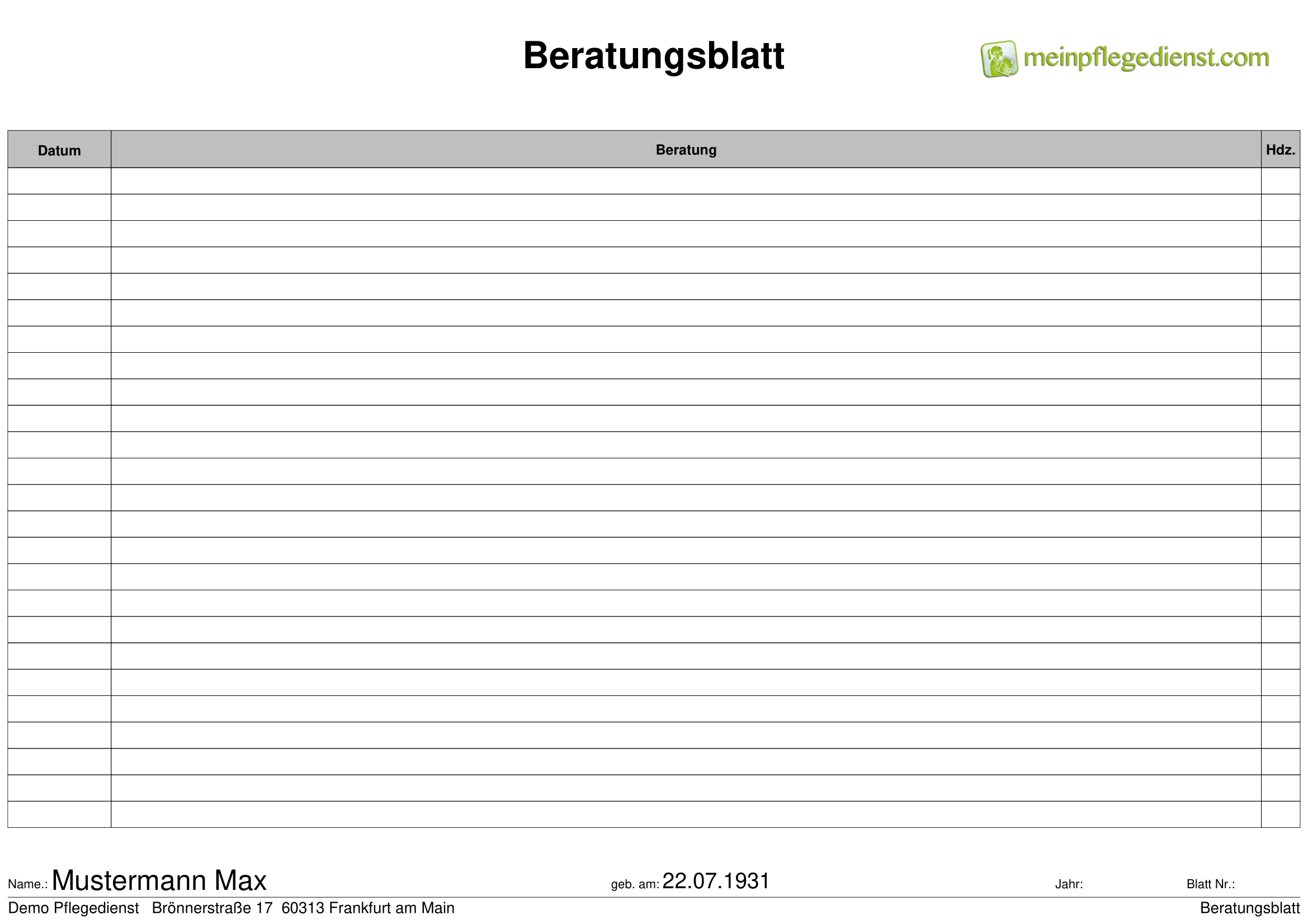 Beratungsblatt