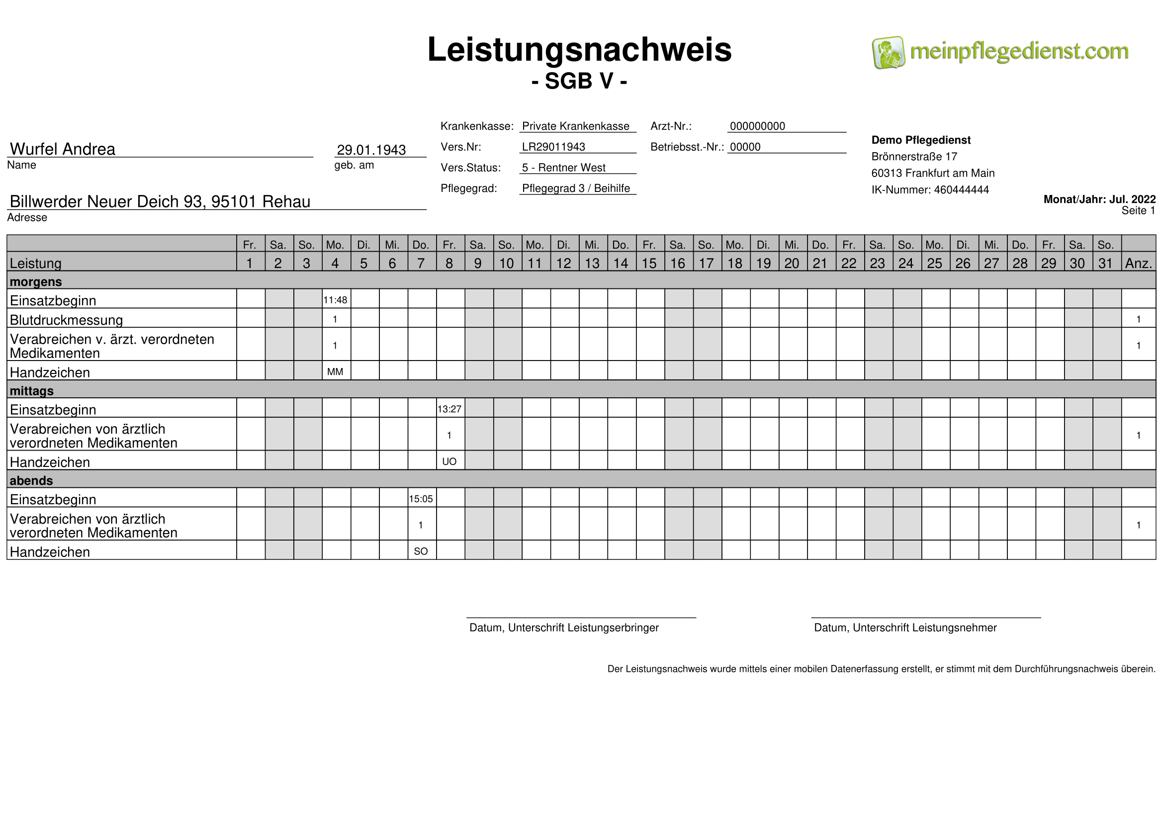Leistungsnachweis