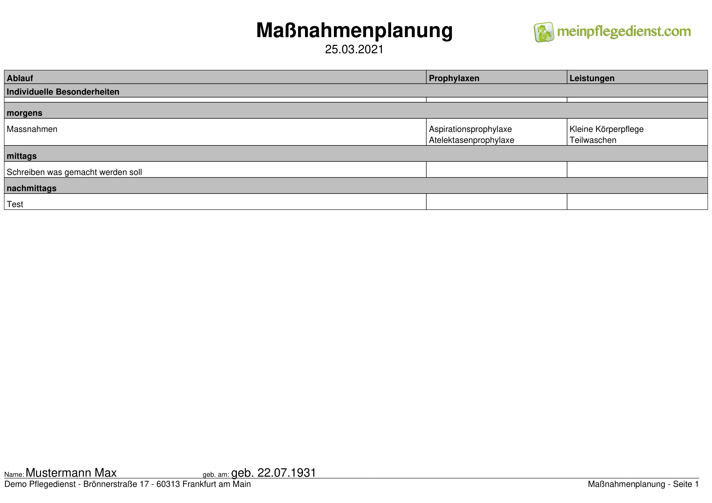 Maßnahmenplanung