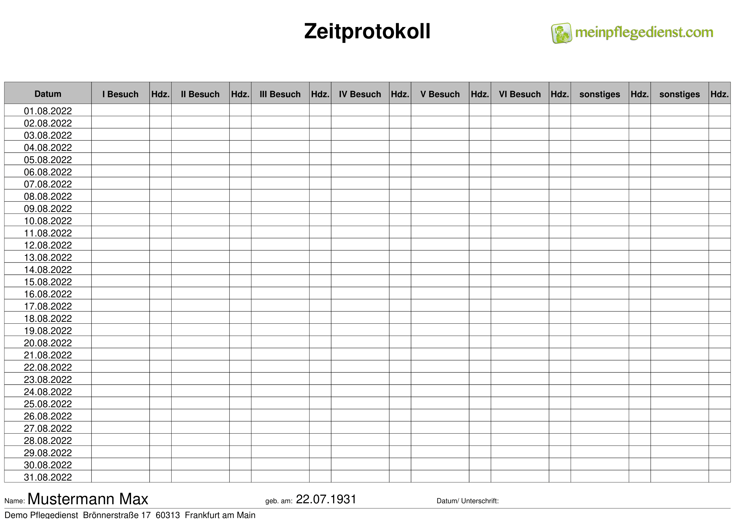Zeitprotokoll